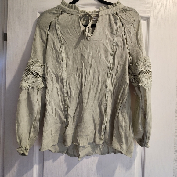 Blu Pepper Light Green Lace Detail Blouse Size S Euc - Picture 1 of 4